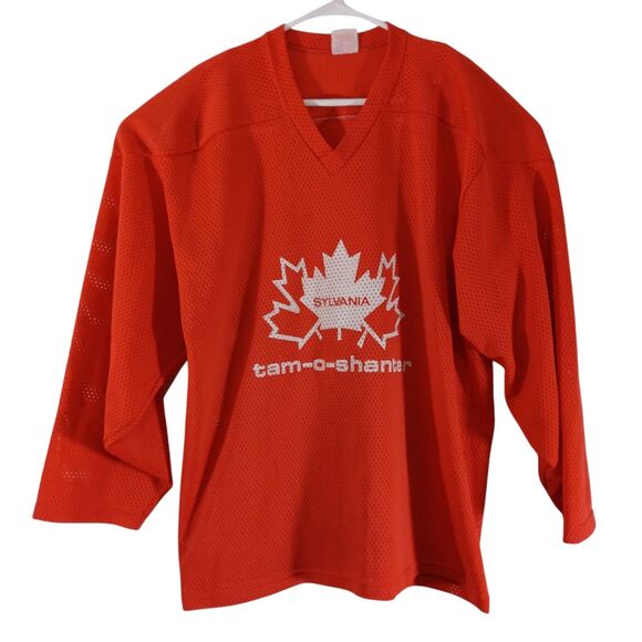 Pro Joy vintage canadian jersey mens L Large red slyvania ram-o-shanter v-neck